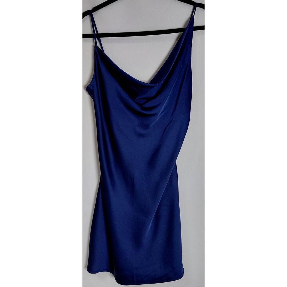 LR9 Abercrombie & Fitch Blue Cowl Neck Dress Solid Short Women Size SP